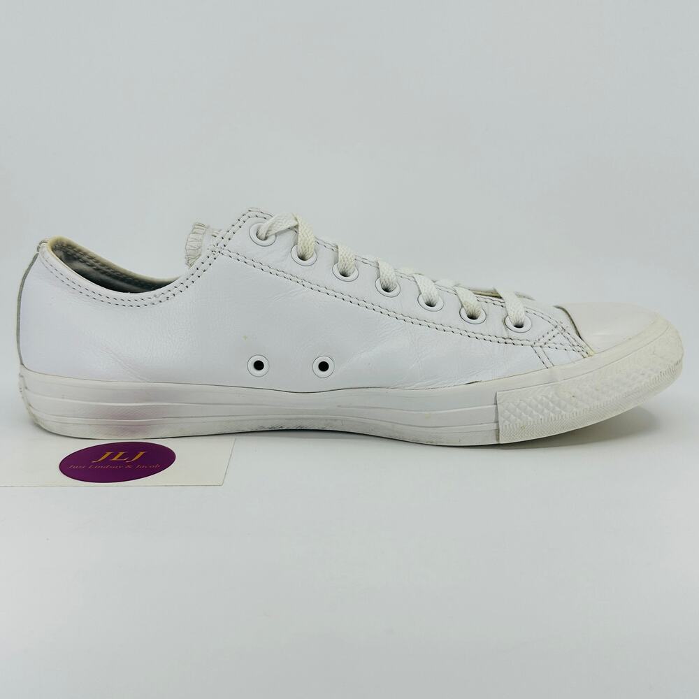 Converse Men's Chuck Taylor All Star Mono White Leather Sneakers 136823C Size 10 - Picture 7 of 11